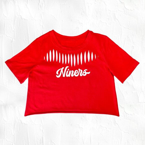 Red Black San Francisco Football Niners Script Gang crop top, 49ers, Purdy Shirt - Picture 2 of 2